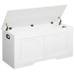 MAHANCRIS Storage Chest, 39.4” Toy Box, Entryway Storage Trunk, Shoe Bench with Storage, Engineered Wood Storage Cabinet with 2 Safety Hinges, Entrance Bench for Living Room, White SCWT2001