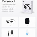 SHOKZ OpenSwim - MP3 Waterproof Headphones for Swimming - Not Bluetooth Compatible - Built-in MP3 Player with Storage for 1200 Songs - Open-Ear Wireless Headphones, with Nose Clip and Earplug (Black)