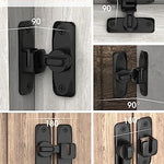 90/180 Degree Barn Door Lock, Small Flip Gate Latches Hardware, Door Security Sliding Door Latch Lock fo Cabinets, Barn Door, Bathroom, Gardenr Doors (Black-2Pcs)