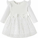 PATPAT Baby Girl Dress Christmas Winter Toddler Birthday Party Tulle Long Sleeve Tutu Dresses 3-24 Months Clothes