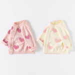 Cute Baby Girls Hearts Knit Cardigan Sweater, Toddler Loose Long Sleeve Shirts Warm Tops for Fall Winter Love Design (US, Age, 3 Years, 4 Years, Beige)