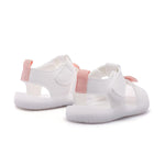 LIZISHU Baby Girls Closed Toe Sandals Soft Non-Slip Rubber Sole First Walkers Cute Flower Princess Summer Shoes for Infant Toddler Girls(228-White-16,Size 4.5)