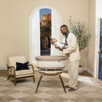 Maxi-Cosi Starling Smart Bassinet, CryAssist AI Cry Translation, 5 Rocking Motions, Cozy Mattress Pad, Machine-Washable Cover, Built in Bluetooth Speaker, Natural Heritage-COSI