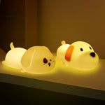 Silicone Night Light (2 Pack) 7 Colors for Kids, Touch Control, LED Dog Lamp, Rechargeable, Cute Puppy Night Lights for Toddler,Boy, Girls, RGB, Warm White