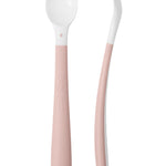 BabyBjörn Feeding Spoon, 2-Pack, Powder Pink Includes Baby Plate, Baby Fork, Baby Spoon, and Baby Cup Dishwasher Safe Toddler Feeding Set for self-Feeding or Baby-led Weaning