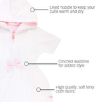 RuffleButts® Girls White w/Pink Seersucker Terry Hoodie Swimsuit Cover-Up - White, 4T