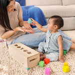LOVEVERY | The Block Set | Solid Wood Building Blocks and Shapes + Wooden Storage Box, 70 Pieces, 18 Colors, 20+ Activities, Toddler Block Set and Converts into a Pull Car, Ages 12 to 48+ months