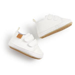 BABSMULY Baby Boys Girls Shoes Non-Slip Rubber Sole High-Top PU Leather Sneakers Infant First Walking Shoes Toddler Crib Newborn Loafers Flats.(White, 6-12 Months)
