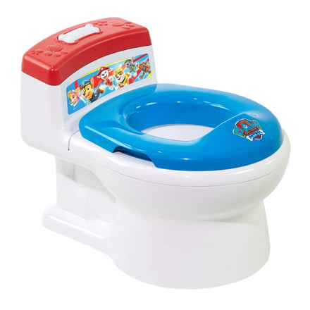 Children's potty seat with cartoon character design on a white background