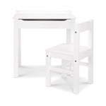 Melissa & Doug Wooden Child's Lift-Top Desk & Chair - White Play Desk and Chair Set for Toddlers and Kids Ages 3+