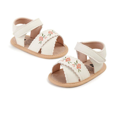 hitoddler Baby Girls Sandals Infant Classic Embroided Wedding Dress Summer Shoes Closed Toe Beach Sandals Newborn Crib Shoes First Walkers Prewalkers