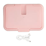 Baby Wipe Warmer, Constant Temperature Evenly Heating Portable USB Wet Wipe Heater Pink Large Capacity Baby Wipe Holder