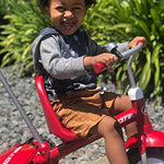 Radio Flyer Deluxe Steer & Stroll Trike, Red, for Kids 2-5, 2-in-1 Parent Steer Tricycle, Removable Push Handle, Adjustable Seat, Steel Frame, Covered Storage Bin, Tricycle for Toddlers and Kids