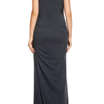 Smallshow Women's Split Long Maternity Dress Sleeveness Ruched Pregnancy Clothes Small Dark Grey