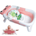 Rylor Baby Bathtub for Newborns & Infants 0-12 Months - Foldable, Compact, Non-Slip Bath Tub with Adjustable Cushion - Safe & Comfortable Bath Seat - Perfect for Home & Travel (Pink)