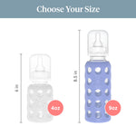 Lifefactory Glass Baby Bottle with Protective Silicone Sleeve and Stage 2 Nipple Blueberry 9 Oz (LF110020C4)