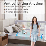 omzer 3-Piece Twin Size Bed Rail for Toddler - Adjustable Height Bed Rail for Baby with Double Child Lock - Bed railguard with Pattern - Safety Guard Rails for Twin Size Bed - 39x75x75”