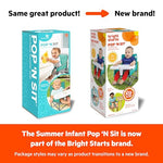 Bright Starts Pop 'N Sit Portable Booster, Indoor/Outdoor Use, Floor Seat with Feeding Tray, Grey, 6 Mos - 3 Yrs