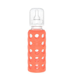 Lifefactory 9-Ounce Glass Baby Bottle with Stage 2 Nipple and Protective Silicone Sleeve Papaya (LF110019C4)