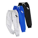 Nivne Tco Toddler Boys Sweatpants 3pcs Dinosaur Graphic Print Pants Set Bow Rope Decor Elastic Waistband Jogger Pants (US, Age, 3 Years, Black+Grey+Bright Blue)