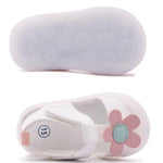 LIZISHU Baby Girls Closed Toe Sandals Soft Non-Slip Rubber Sole First Walkers Cute Flower Princess Summer Shoes for Infant Toddler Girls(228-White-16,Size 4.5)