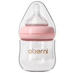 Glass Baby Bottles,Anti Colic Breastfeeding Bottle with Natural Response Nipple Size S,Wide Neck Slow Flow Baby Bottle for Baby,Newborn,Preemie 0-3 0-6 Month,BPA Free (Blue, 1 Pack, 4 Ounce)