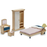 PlanToys® Wooden Bedroom Dollhouse Furniture Set in Orchard Shade for Kids | Montessori Small World and Home Routine Play | Eco Friendly Wooden Dollhouse Bedroom Set for Imaginative Play