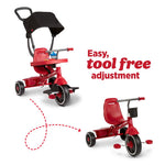 Radio Flyer 4-in-1 Stroll 'N Trike, Ages 1-5, Toddler Tricycle & Stroller, Foam Tires, Push Handle, UV Canopy, Removable Tray & Seatbelt, Amazon Exclusive