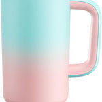 40 oz Tumbler with Handle and Straw: Stainless Steel Insulated Tumbler Keeps Cold for 24 Hours, Leakproof Travel Cup Fits in Cup Holder and BPA-Free, Cotton Candy