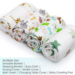 upsimples Baby Swaddle Blanket Unisex Swaddles Wrap Soft Silky Muslin Neutral Receiving Blankets for Boys and Girls, Large 47 x 47 inches, Set of 4 - Fox/Elephant/Giraffe/Dinosaur