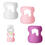 3 Pack Silicone Sleeve for Dr. Brown Wide-Neck Bottle 5 oz, Anti Breakage Bottle Holder for Baby with Tree-Shaped Cutout Design-BPA Free(White+Pink+Purple)