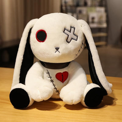 Crazy Rabbit Plush Black Bunny Toy Halloween Dreadful Bunny Stuffed Easter Rabbit Animal Pillow,Halloween Easter Christmas Birthday Gift,23cm/9.06inch