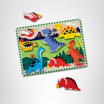 Melissa & Doug Dinosaur Wooden Chunky Puzzle (7 pcs) - FSC Certified