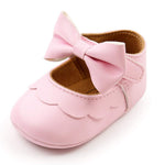 LAFEGEN Baby Girls Mary Jane Flats with Bownot Non Slip Soft Sole PU Leather Newborn Infant Toddler First Walker Cirb Dress Shoes, 6-12 Months Infant, 07 Pink