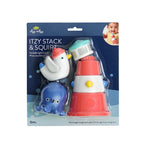 Itzy Ritzy Stack & Squirt Bath Toy Set for Babies and Toddlers – Includes Stackable Lighthouse and Water-Squirting Seagull & Octopus – Perfect for Sensory Bath Play (Nautical)