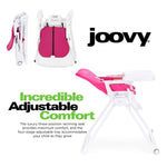 Joovy Nook NB High Chair Featuring Four-Position Adjustable Swing Open Tray, 3-Position Reclining Seat, and Front Wheels for Added Mobility - Folds Down Flat for Easy Storage, Pink Crush