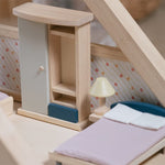 PlanToys® Wooden Bedroom Dollhouse Furniture Set in Orchard Shade for Kids | Montessori Small World and Home Routine Play | Eco Friendly Wooden Dollhouse Bedroom Set for Imaginative Play