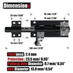 JQK Sliding Bolt Gate Latch Black, 6.3 Inch (Thick 2.4mm) Heavy Duty 304 Stainless Steel Barrel Bolt with Padlock Hole, Interior Door Latches 2 Pack, DL300-BK-P2