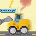 D-KINGCHY Construction Vehicles Kids Play Trucks, Press and Go Bulldozer Excavator Drill Truck and Road Roller, Construction Truck Toys Birthday Christmas Toy for Age 3 4 5 6 7 Years Old