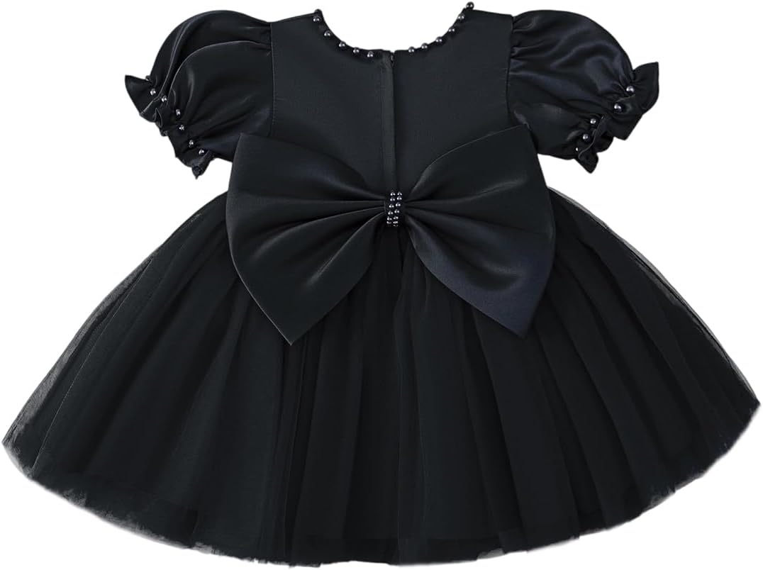 Toddler Baby Flower Girls Dress Wedding Guest Satin Birthday Party Formal Pageant Tulle Dress for Baby Girl