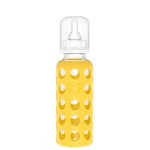 Lifefactory 9-Oz Glass Baby Bottle with Stage 2 Nipple and Protective Silicone Sleeve Mango