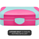 LockerMate by Bostitch Hard Pencil Case, Durable Plastic Pencil Box, Kid-Friendly Design, Pink & Blue