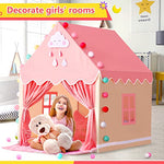 SISTICKER Kids Play Tents for Girls Large Fairy Playhouse for Kids Princess Castle Tent Gift Toys for Girl Toddler Children Play House (Pink) (Pink Tent with Rug)