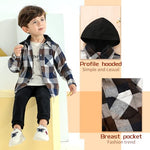 YOUNGER STAR Toddler KidsBaby Boys Hooded Plaid Shirt Classical Shirt Hooded Jacket Fall Winter Clothes (Brown, 12-18 Months)