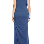 Smallshow Women's Split Long Maternity Dress Sleeveness Ruched Pregnancy Clothes X-Large Grey Blue
