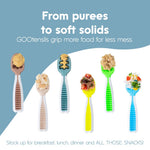 NumNum Baby Spoons Set, Feeding Littles x Silicone Pre-Spoon GOOtensils for Baby Led Weaning, Self-Feeding & Teething, First Stage Toddler Utensils for Ages 6+ Months, 3-Pack, BPA-Free (Neutrals)