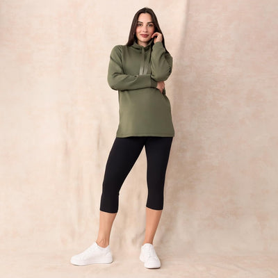 Motherhood Maternity Women's Basic Layering Secret Fit Over The Belly Crop Pregnancy Legging, Black, Medium