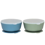 WeeSprout Suction Bowls for Baby & Toddlers (Set of 2) - 100% Silicone w/Plastic Lid - Leak Proof Feeding Supplies - Dishwasher & Microwave Safe Infant Dinnerware w/Extra Strong Base