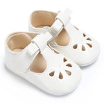 LAFEGEN Baby Girls Mary Jane Flats with Bownot Non Slip Soft Sole PU Leather Newborn Infant Toddler First Walker Cirb Dress Shoes, 0-6 Months Infant, 15 White