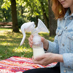 Elfzone Manual Breast Pump - Adjustable Suction Silicone Hand Pump Breastfeeding, Small Portable Manual Breast Milk Catcher Baby Feeding Pumps & Accessories, White, Mother’s Day Gifts